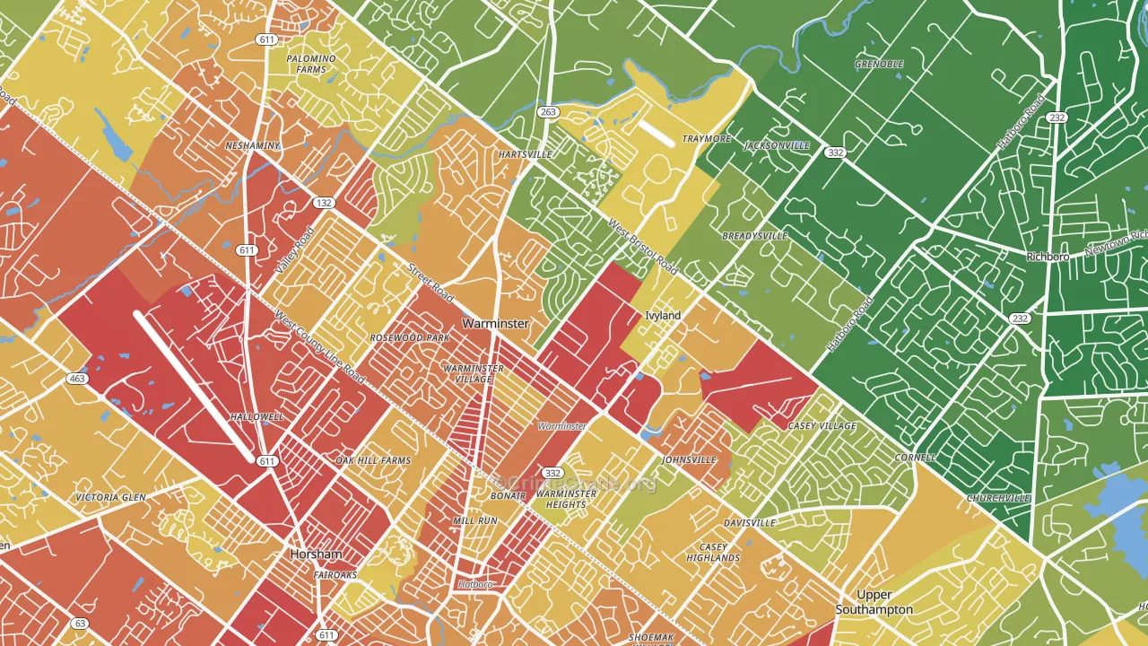 18974, PA Map of Drug-Related Crime Rates
