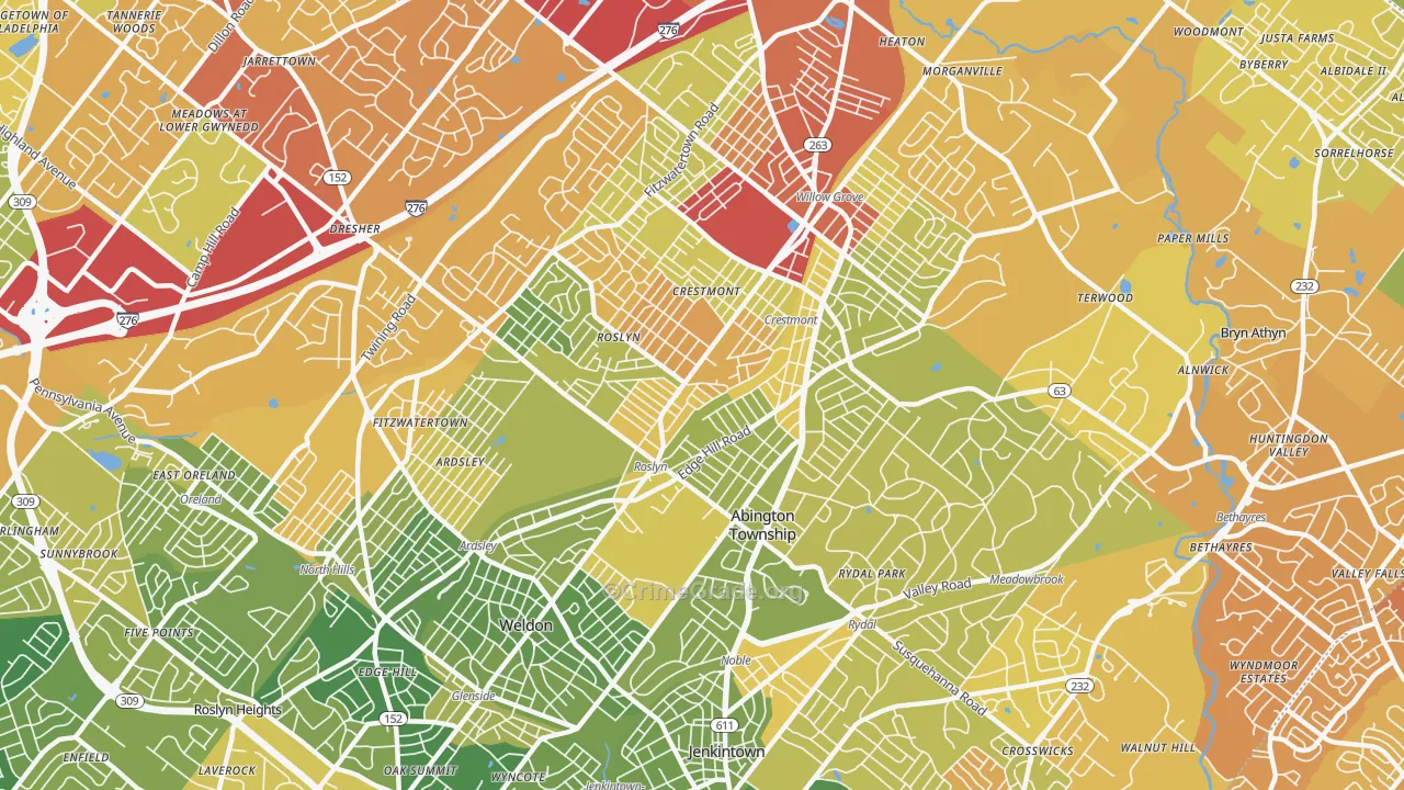 19001, PA Map of Drug-Related Crime Rates