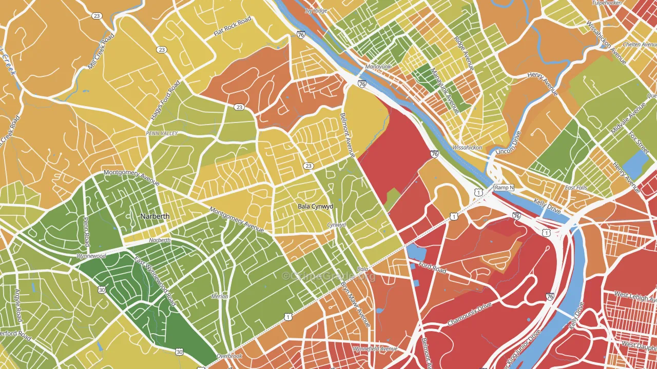 19004, PA Map of Drug-Related Crime Rates