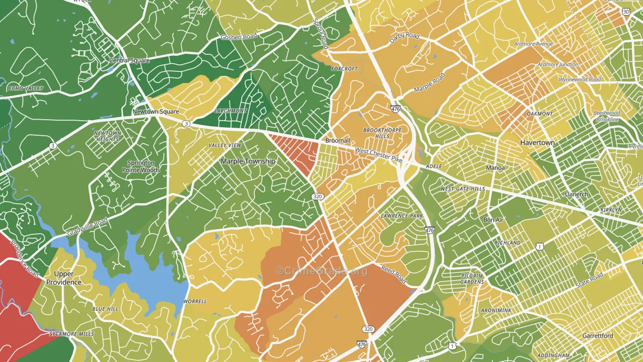19008, PA Map of Drug-Related Crime Rates
