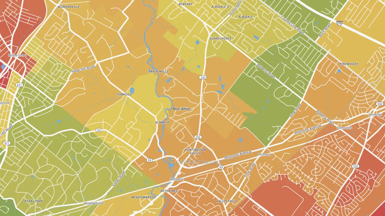 19009, PA Map of Drug-Related Crime Rates