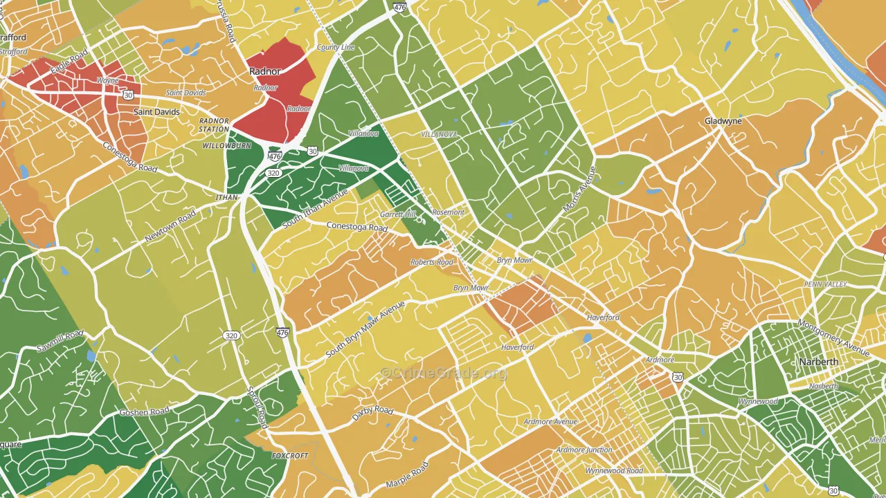 19010, PA Map of Drug-Related Crime Rates