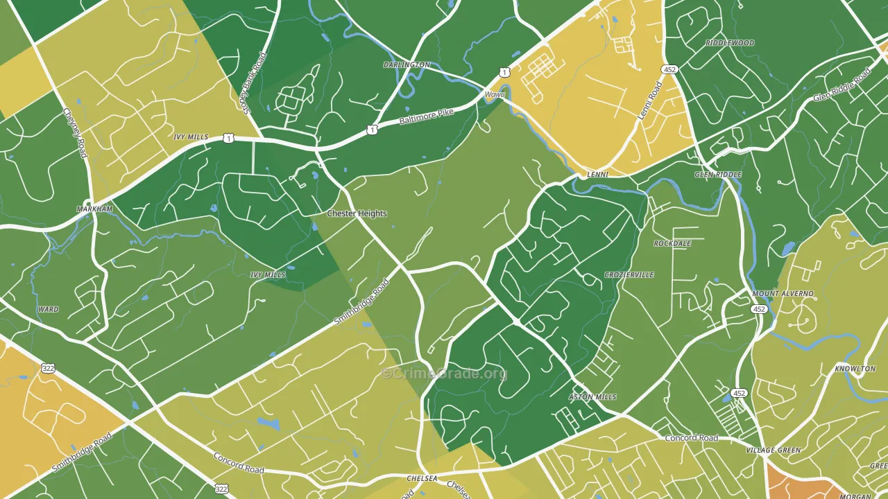 19017, PA Map of Drug-Related Crime Rates