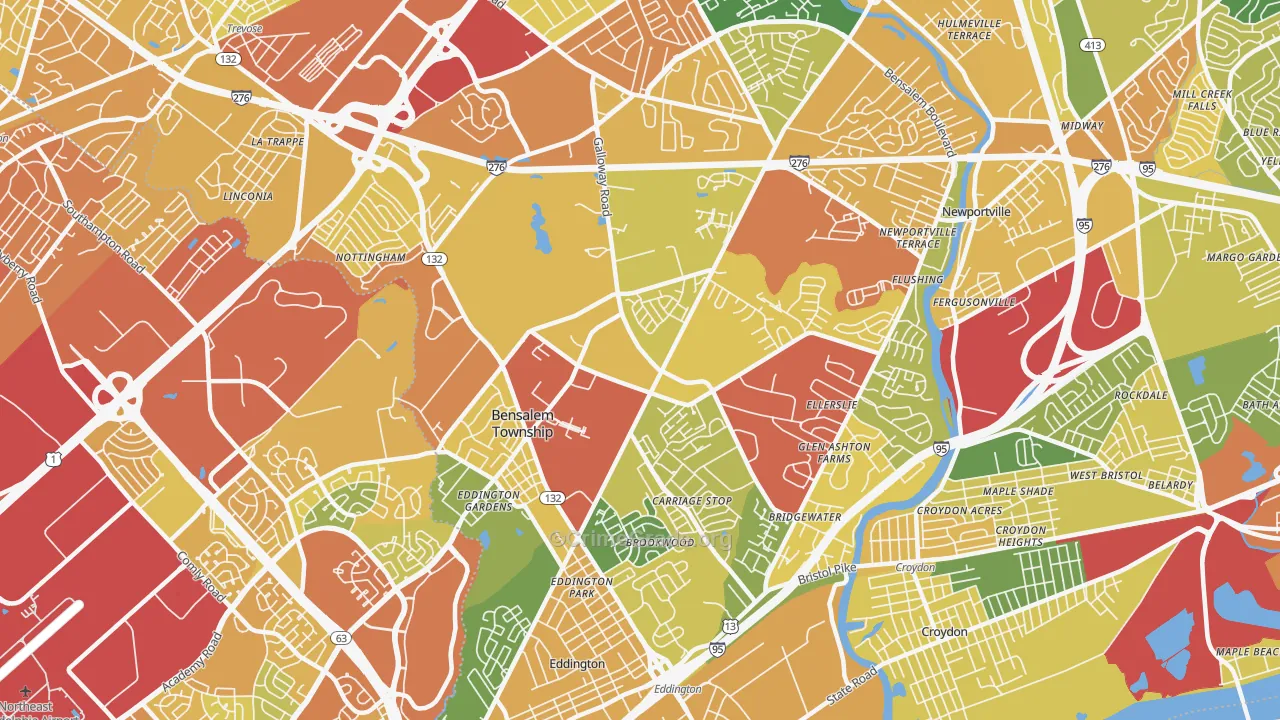 19020, PA Map of Drug-Related Crime Rates