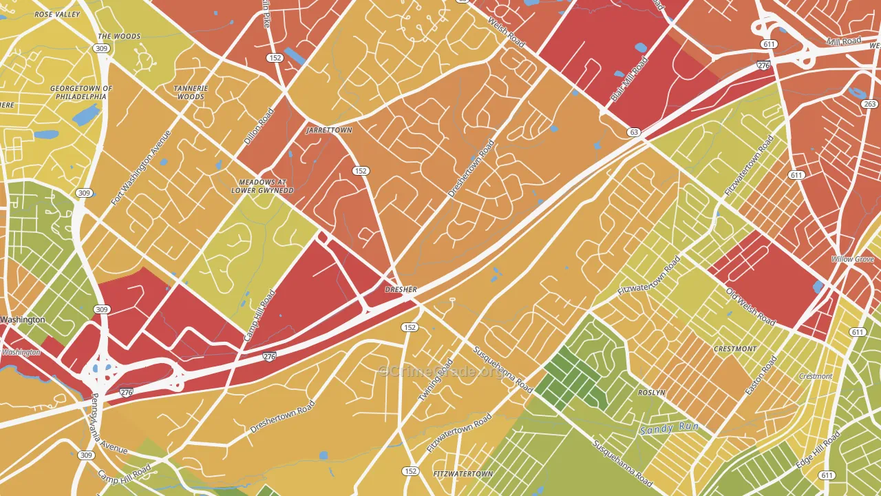 19025, PA Map of Drug-Related Crime Rates