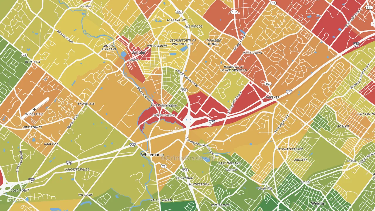 19034, PA Map of Drug-Related Crime Rates