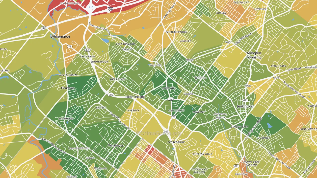 19038, PA Map of Drug-Related Crime Rates
