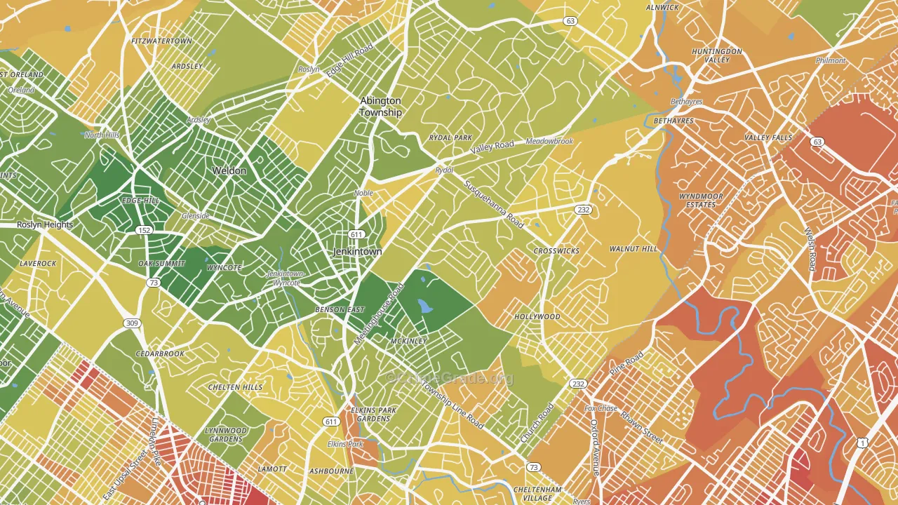 19046, PA Map of Drug-Related Crime Rates