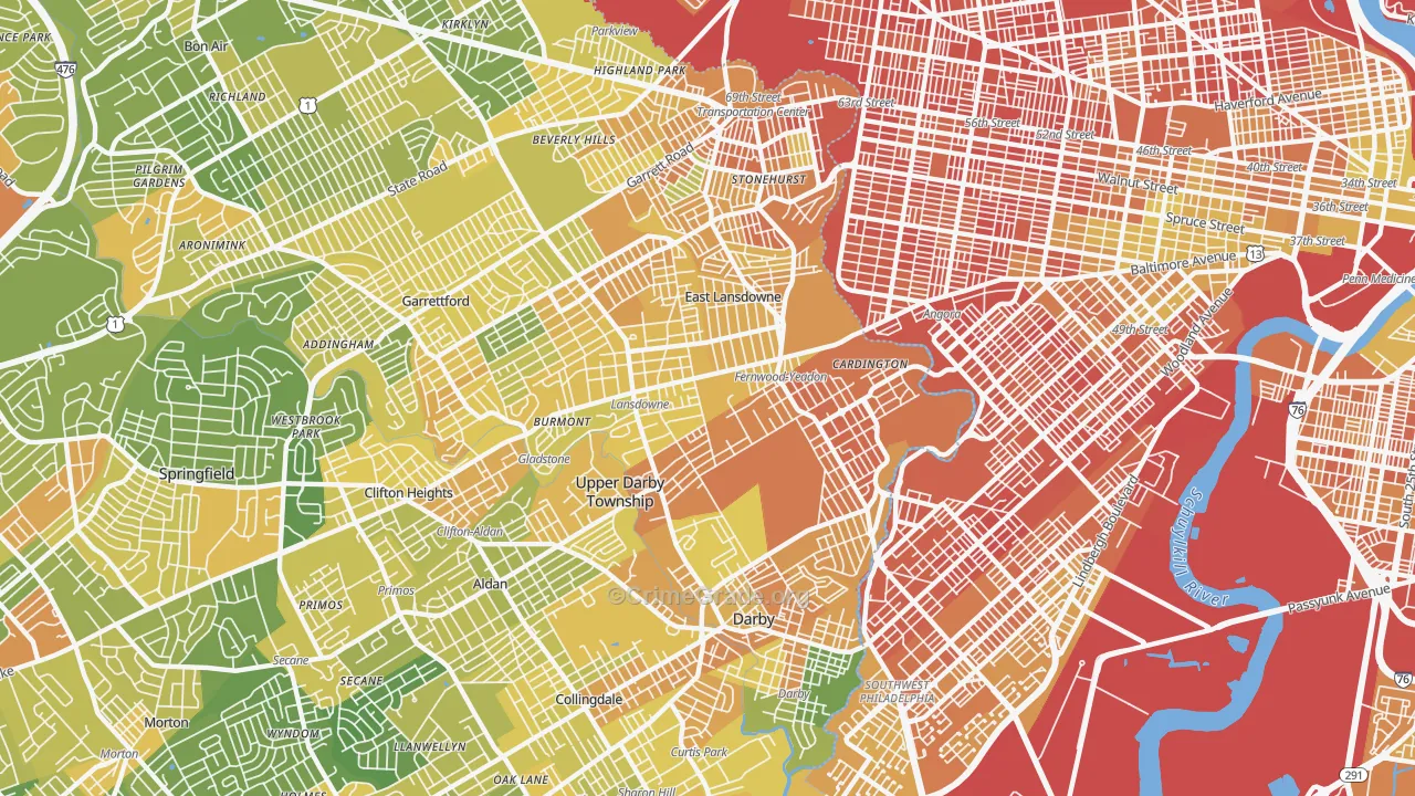 19050, PA Map of Drug-Related Crime Rates