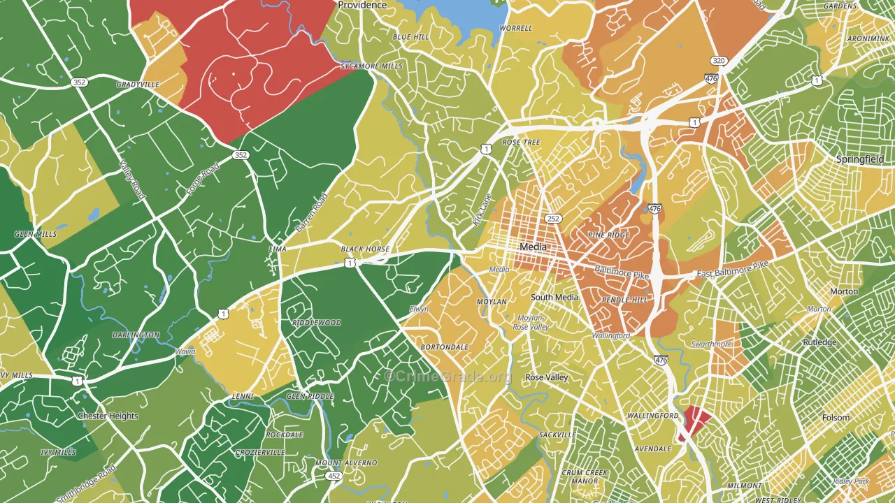 19063, PA Map of Drug-Related Crime Rates