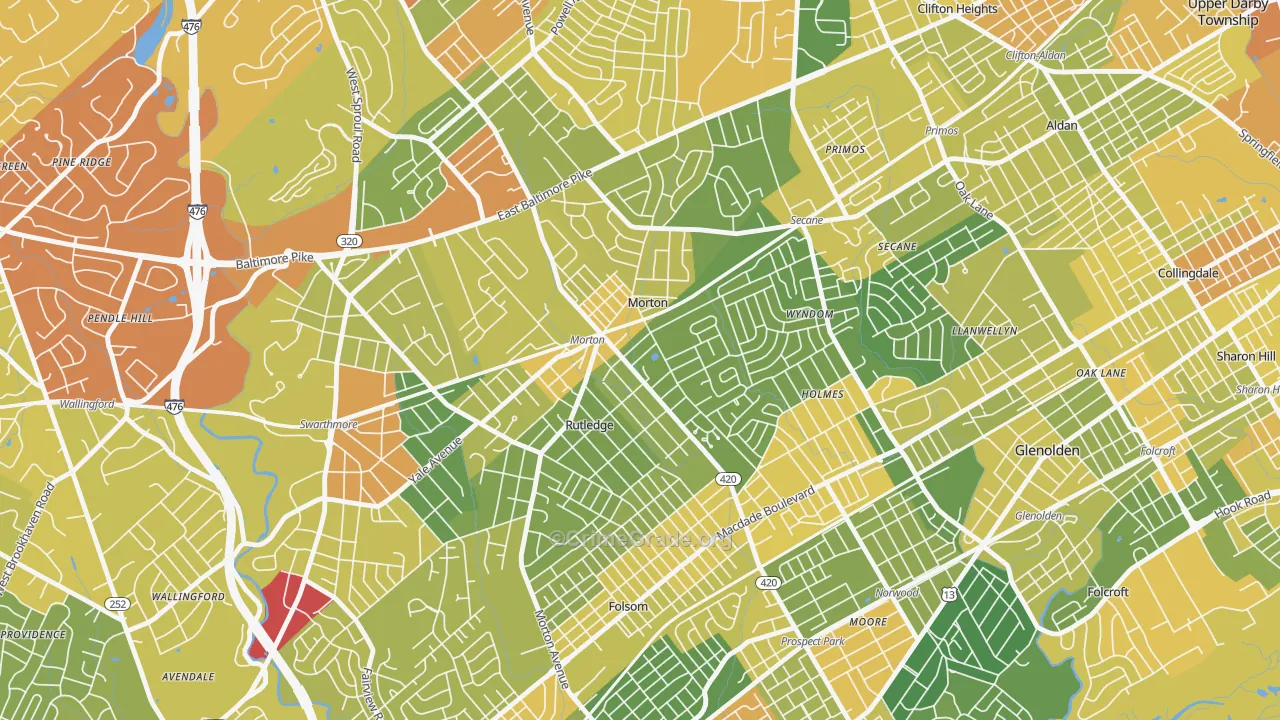 19070, PA Map of Drug-Related Crime Rates