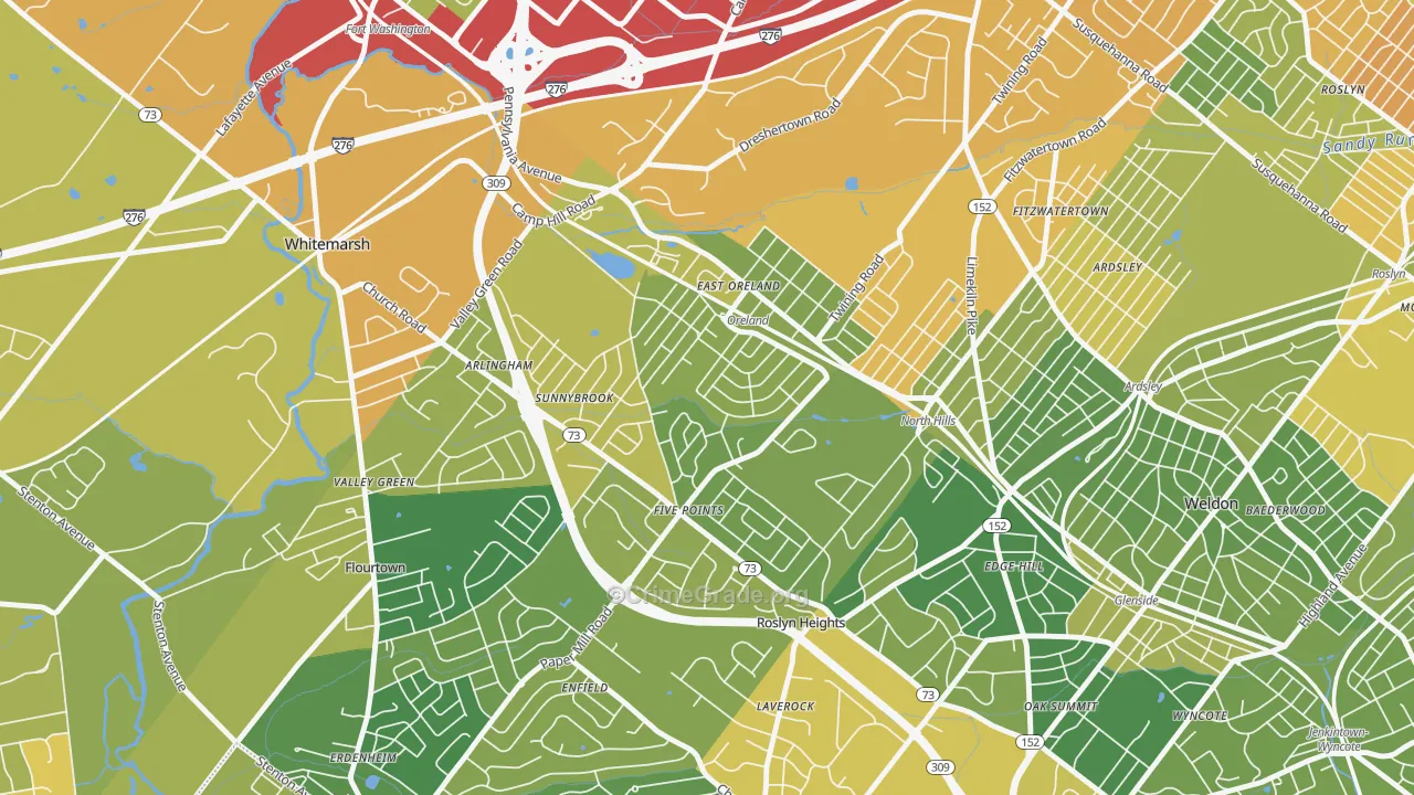 19075, PA Map of Drug-Related Crime Rates