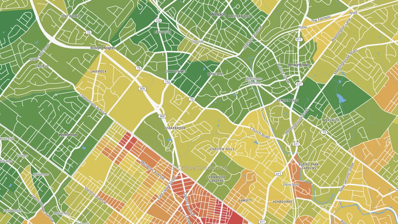 19095, PA Map of Drug-Related Crime Rates