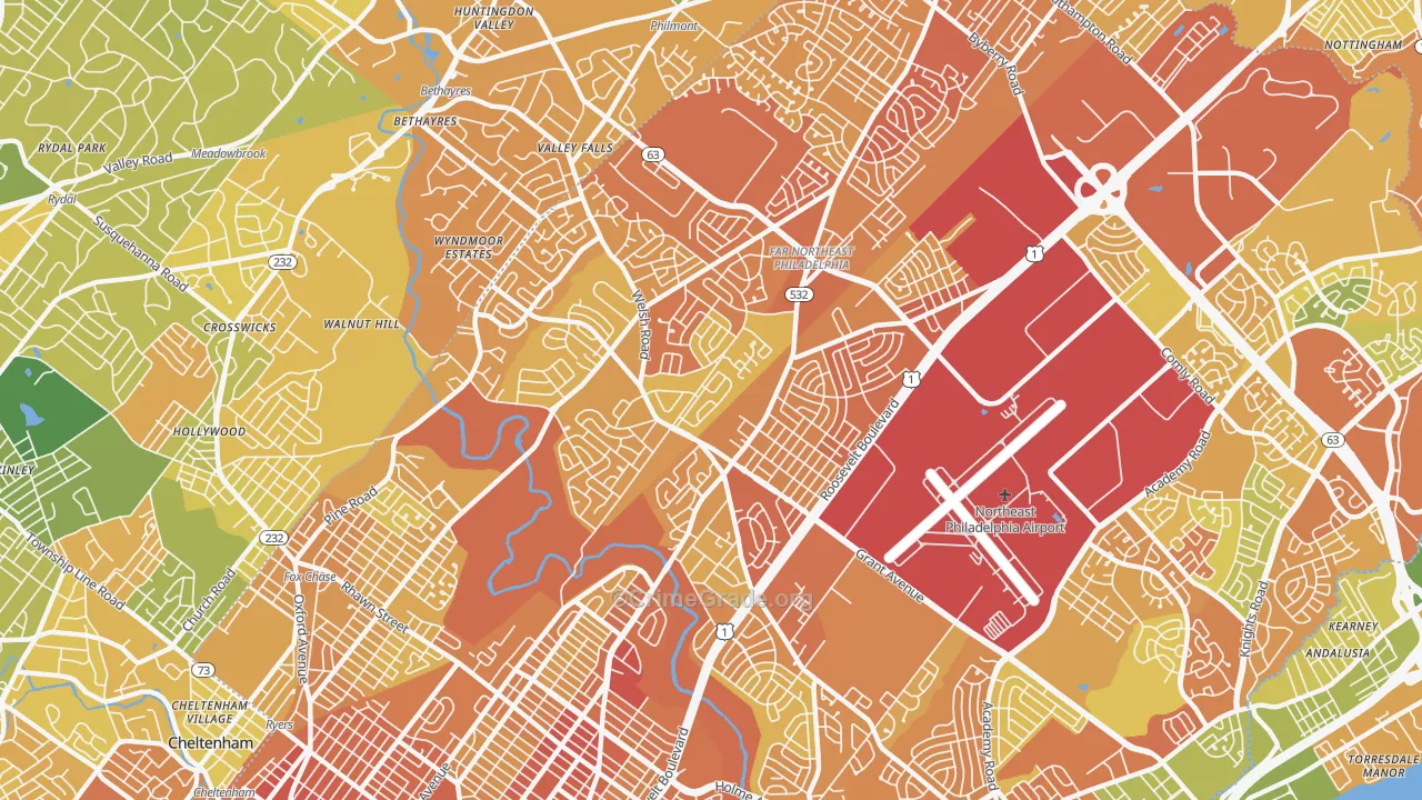 19115, PA Map of Drug-Related Crime Rates