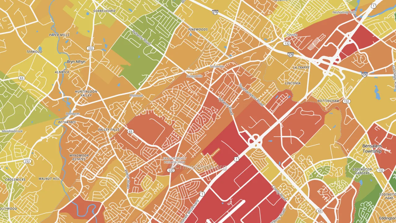 19116, PA Map of Drug-Related Crime Rates