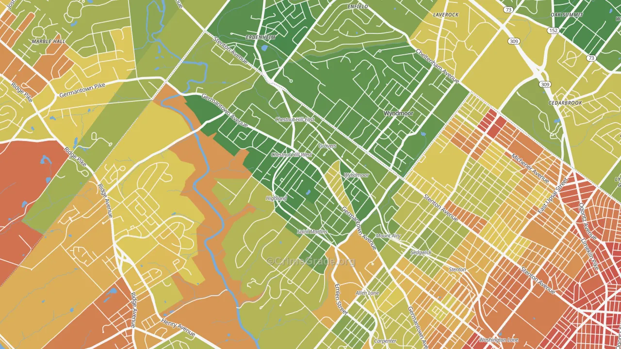19118, PA Map of Drug-Related Crime Rates