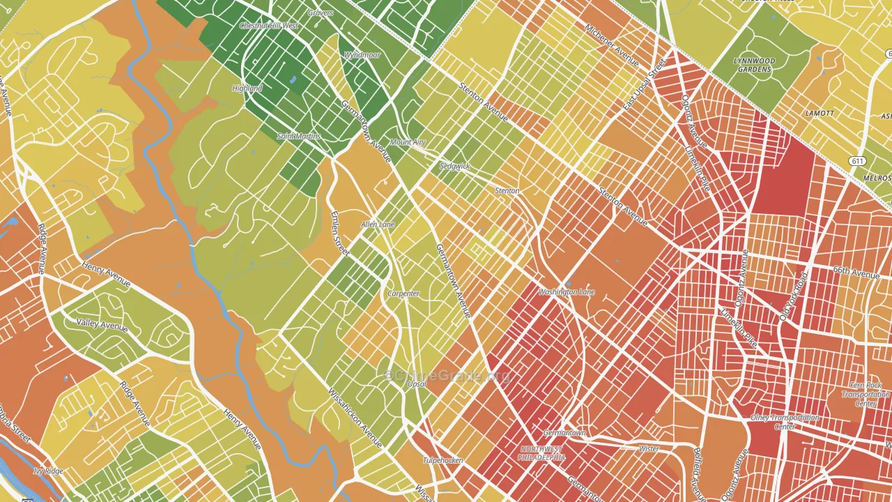 19119, PA Map of Drug-Related Crime Rates