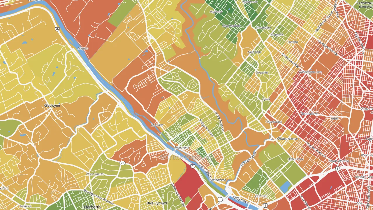 19128, PA Map of Drug-Related Crime Rates