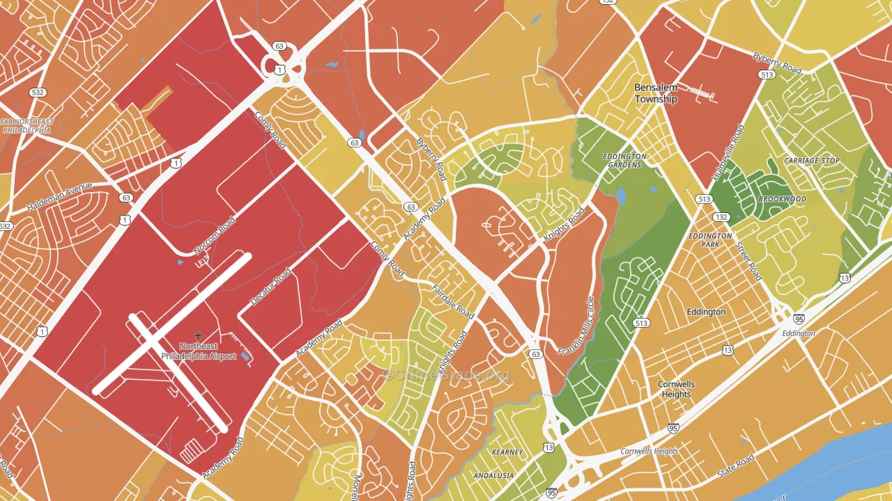 19154, PA Map of Drug-Related Crime Rates