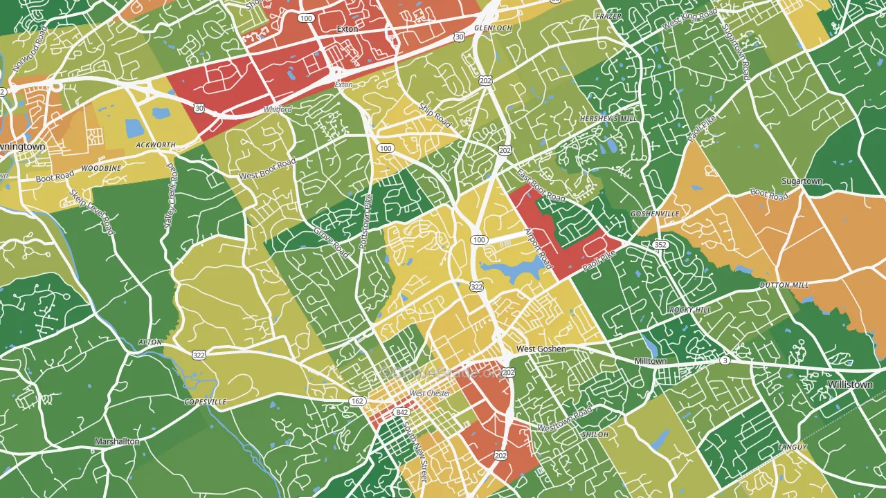 19380, PA Map of Drug-Related Crime Rates