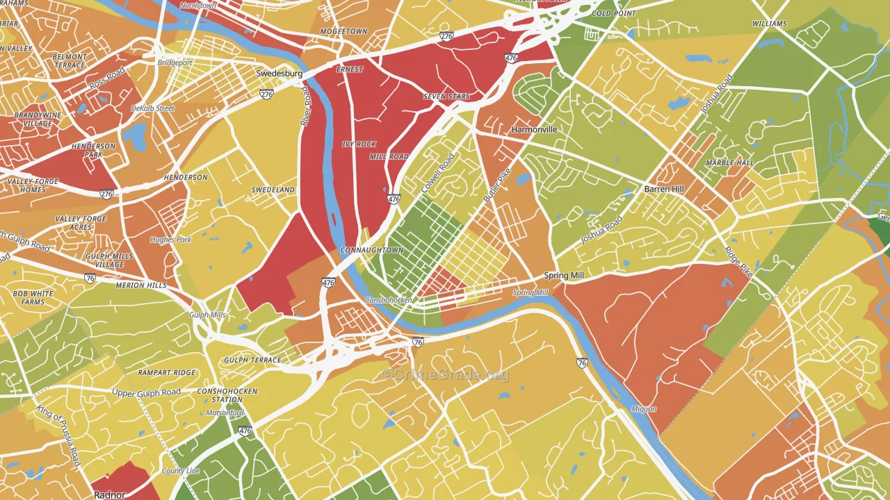 19428, PA Map of Drug-Related Crime Rates