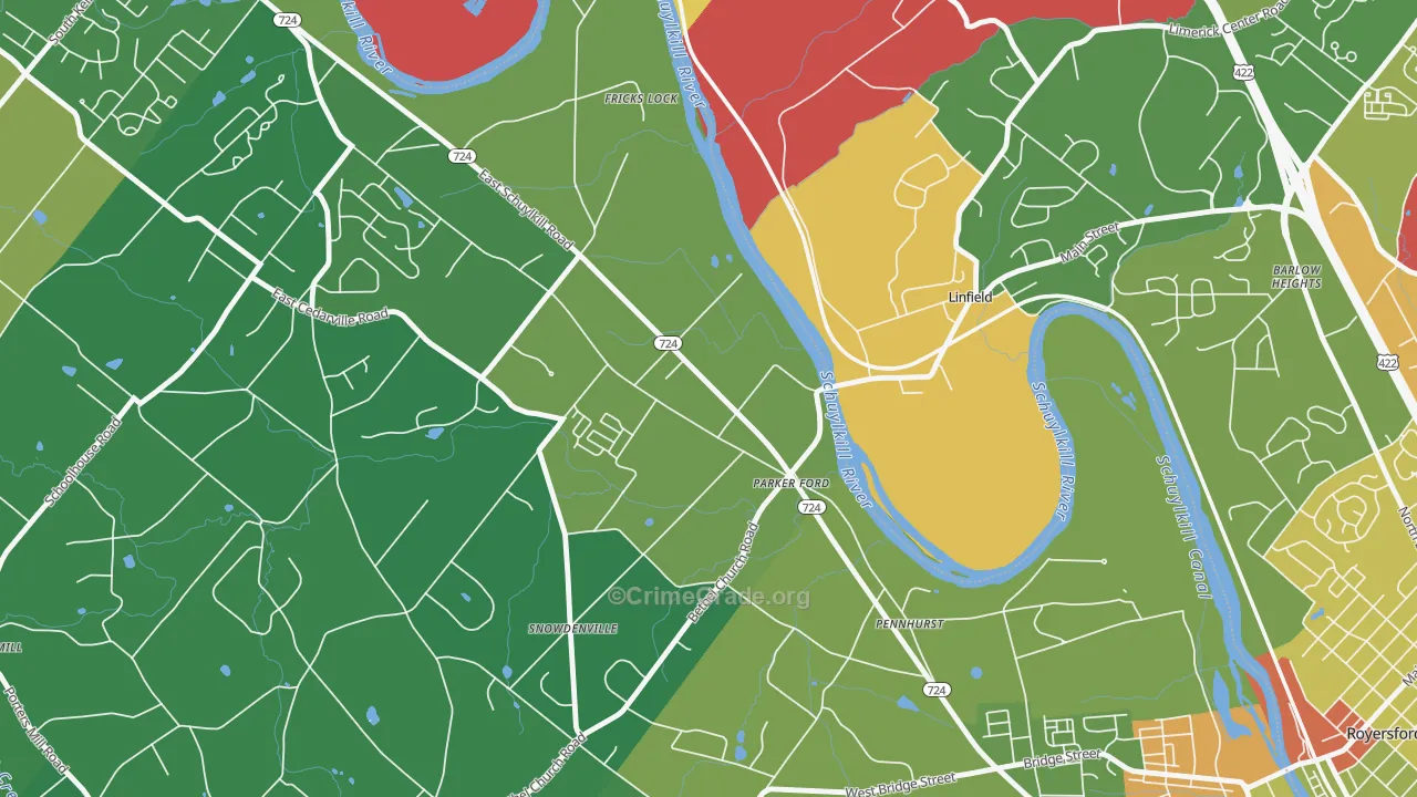 19457, PA Map of Drug-Related Crime Rates