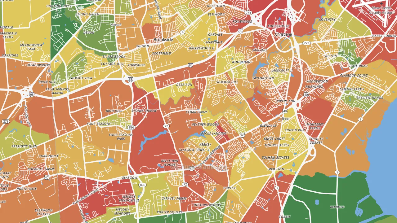 19702, DE Map of Drug-Related Crime Rates