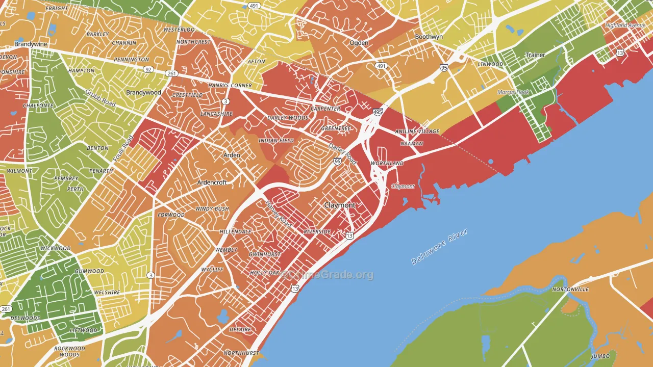 19703, DE Map of Drug-Related Crime Rates