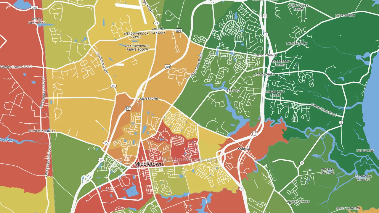 19709, DE Map of Drug-Related Crime Rates