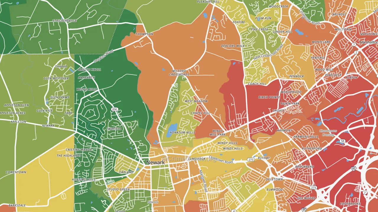 19711, DE Map of Drug-Related Crime Rates