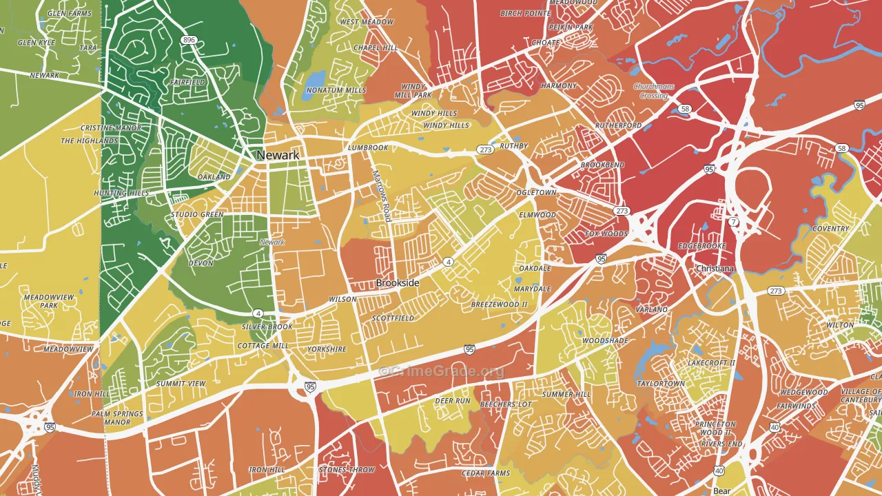 19713, DE Map of Drug-Related Crime Rates