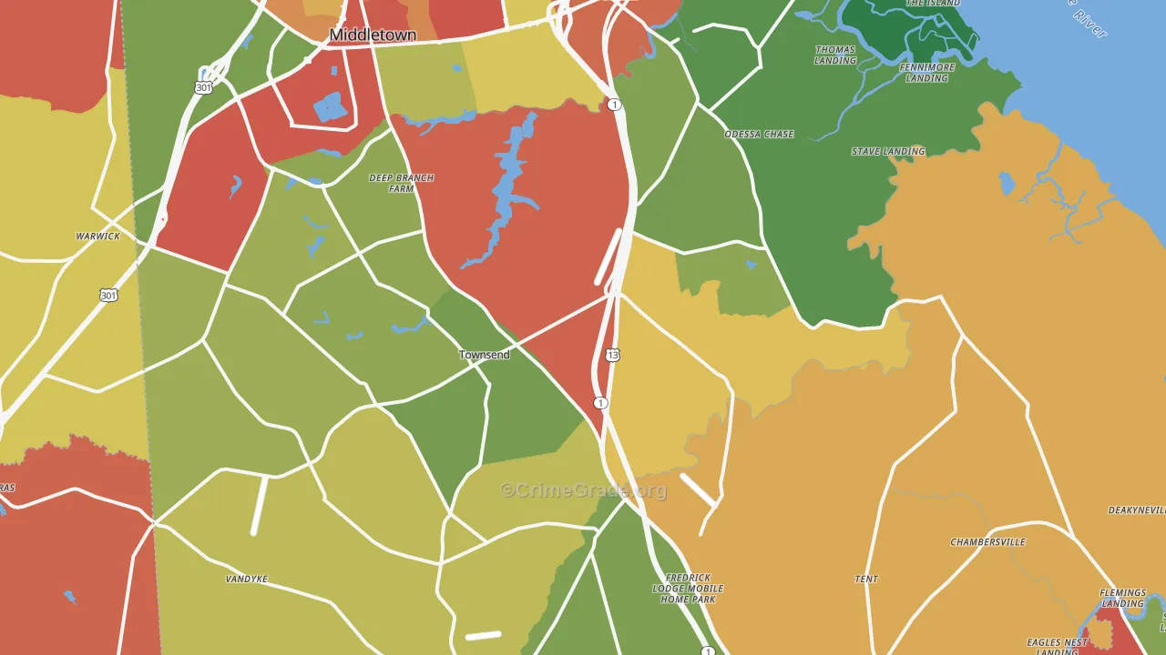 19734, DE Map of Drug-Related Crime Rates