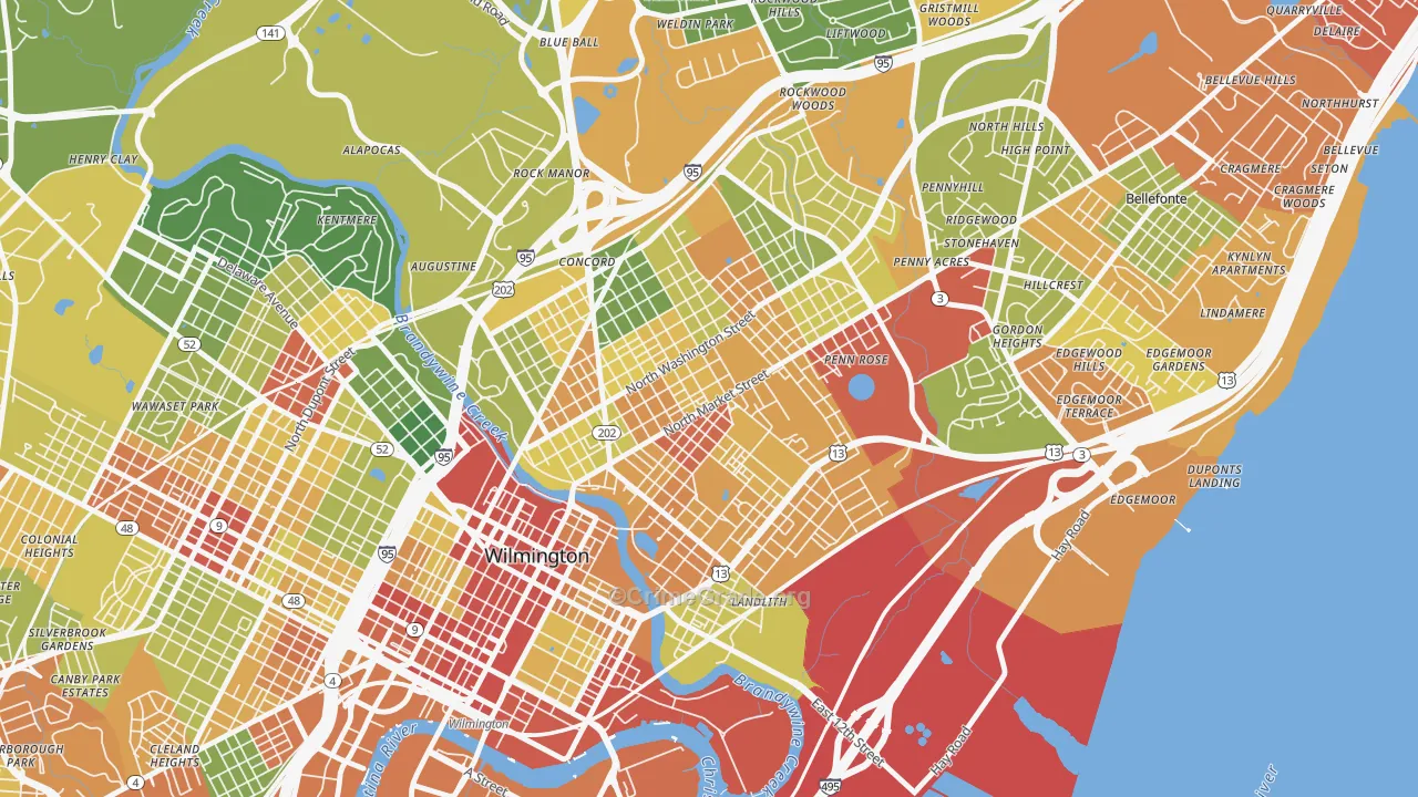 19802, DE Map of Drug-Related Crime Rates