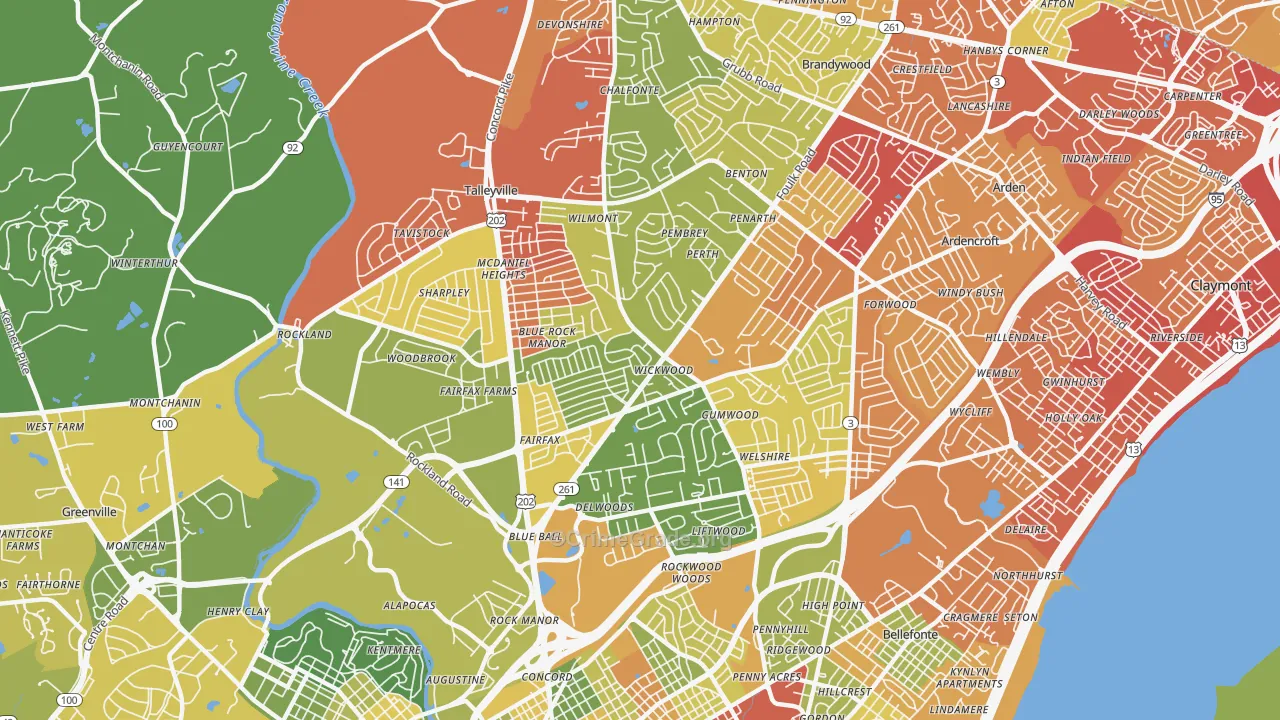 19803, DE Map of Drug-Related Crime Rates