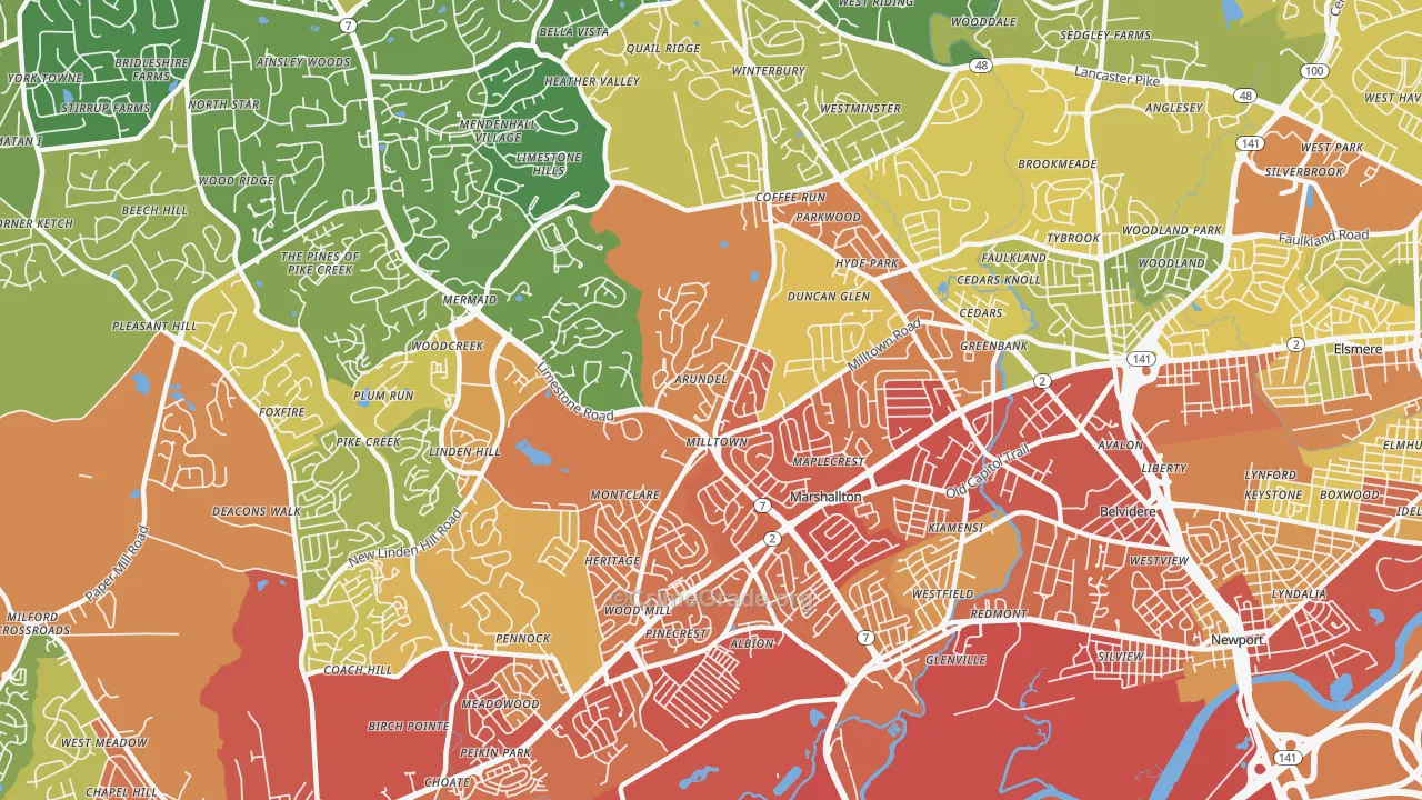 19808, DE Map of Drug-Related Crime Rates