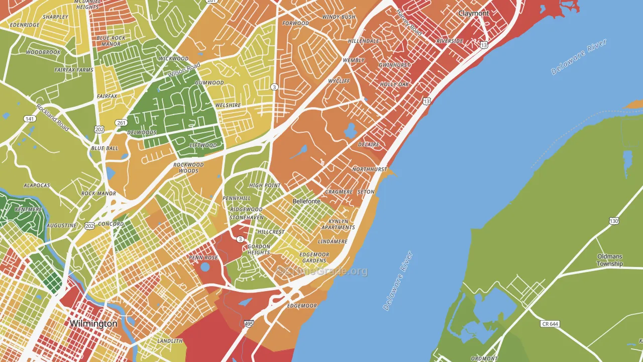 19809, DE Map of Drug-Related Crime Rates