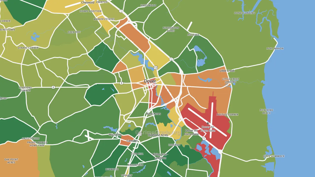 19901, DE Map of Drug-Related Crime Rates