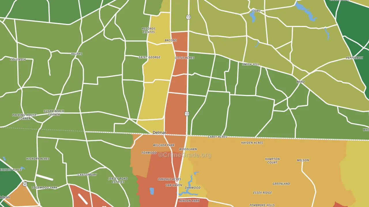 19940, DE Map of Drug-Related Crime Rates