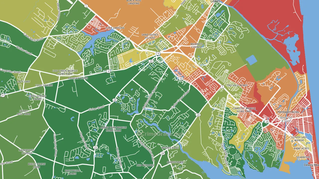 19958, DE Map of Drug-Related Crime Rates