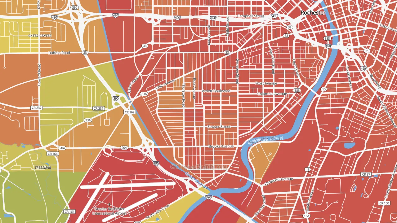 19th Ward, Rochester, NY Map of Drug-Related Crime Rates