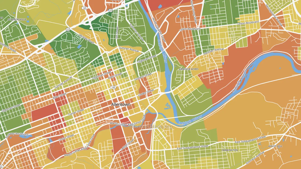 1st Ward, Allentown, PA Map of Drug-Related Crime Rates
