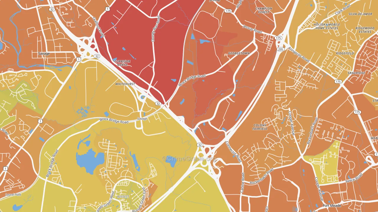 20701, MD Map of Drug-Related Crime Rates