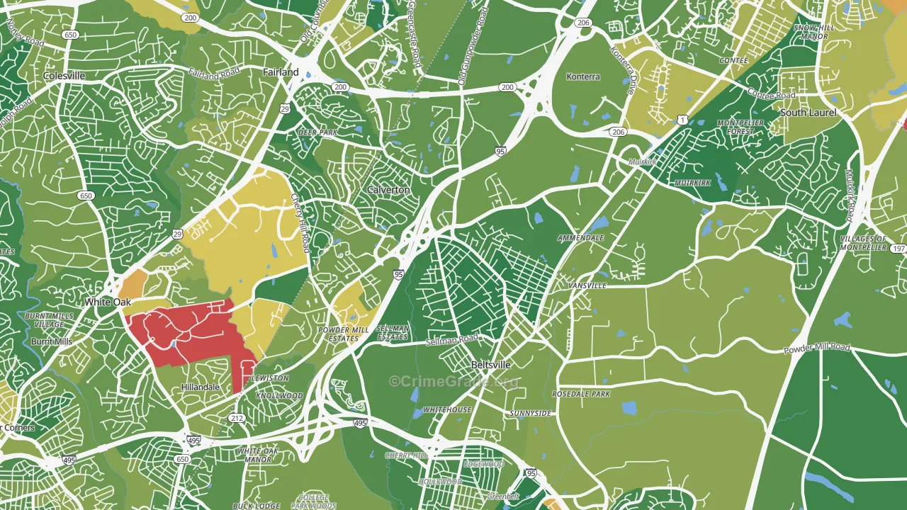20705, MD Map of Drug-Related Crime Rates