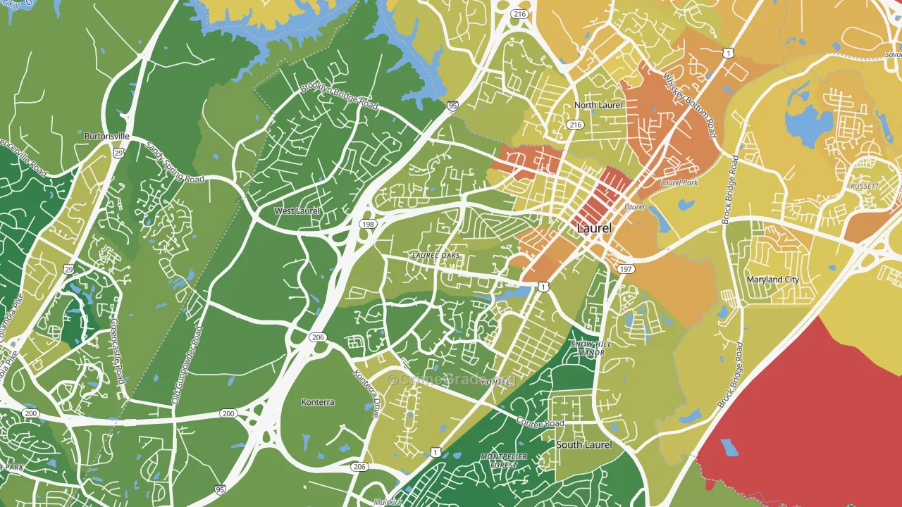 20707, MD Map of Drug-Related Crime Rates