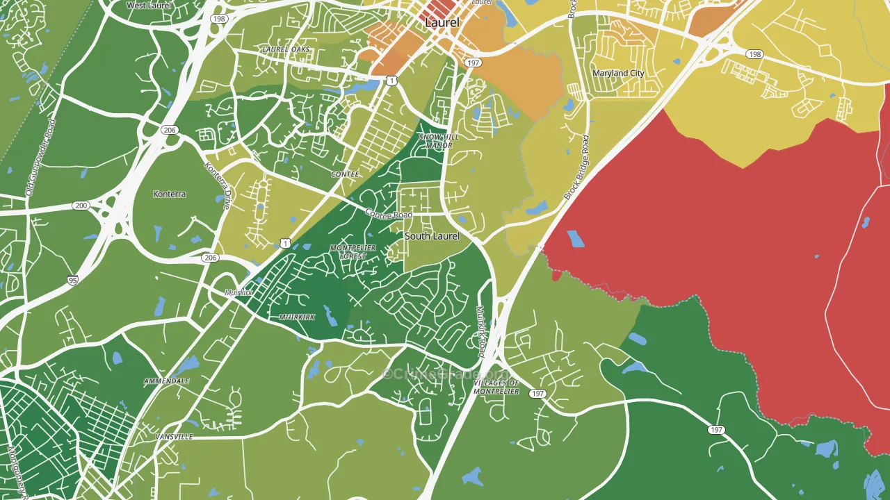 20708, MD Map of Drug-Related Crime Rates