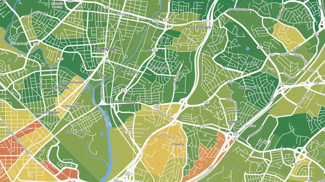 20710, MD Map of Drug-Related Crime Rates