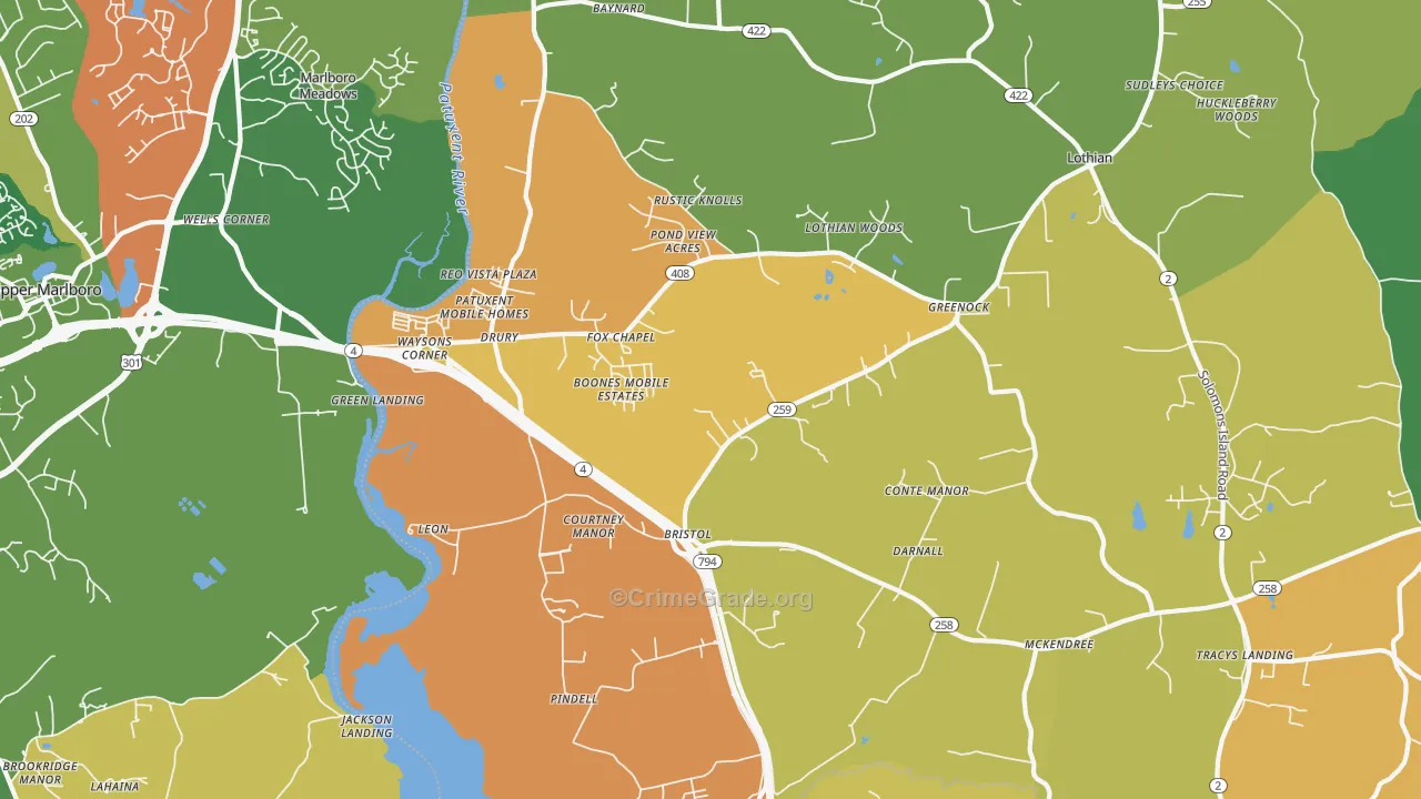 20711, MD Map of Drug-Related Crime Rates