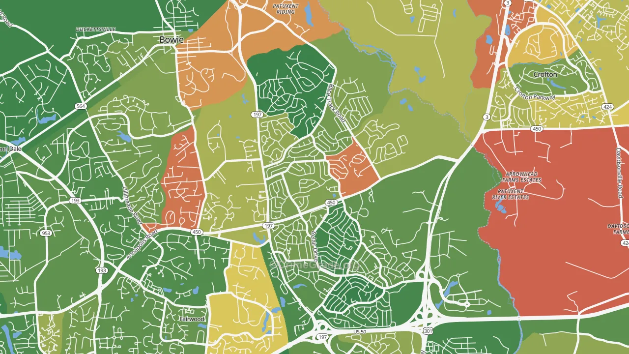 20715, MD Map of Drug-Related Crime Rates