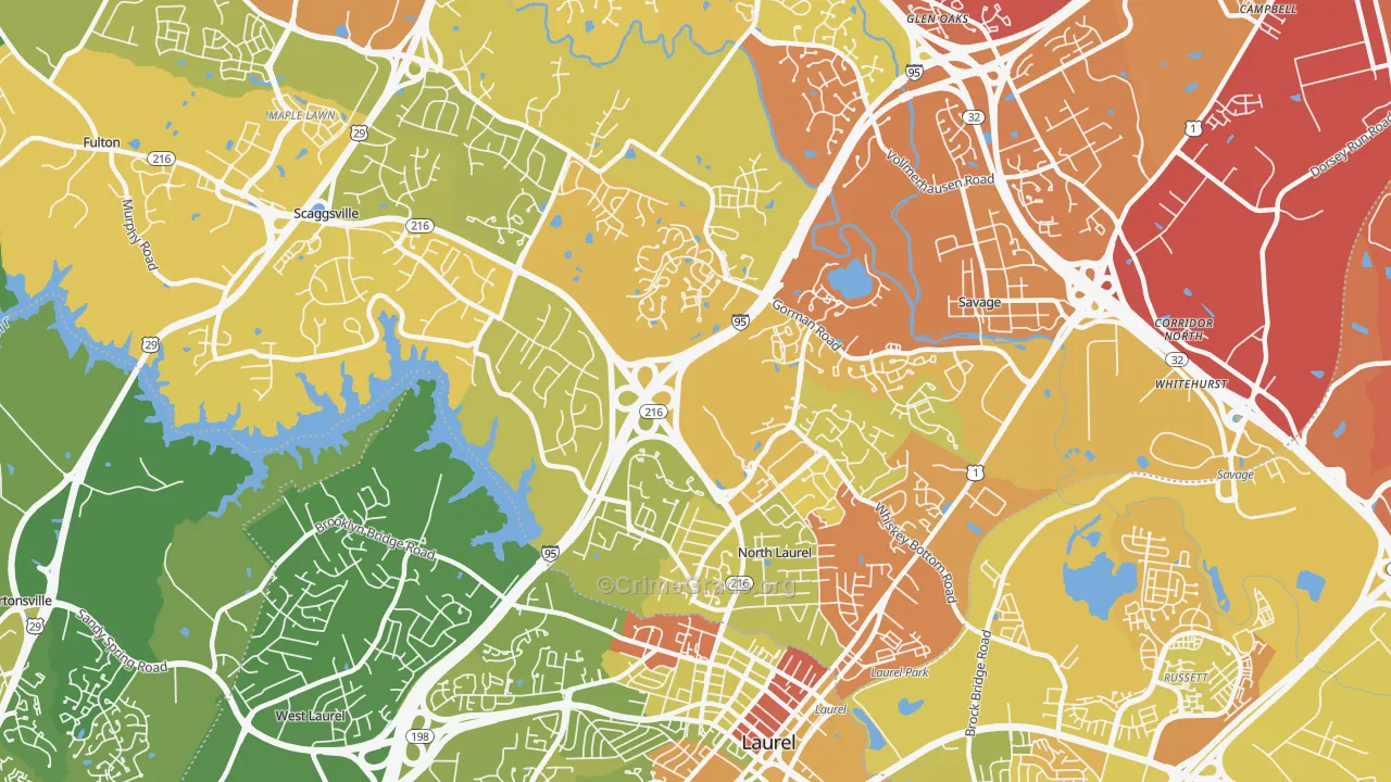 20723, MD Map of Drug-Related Crime Rates