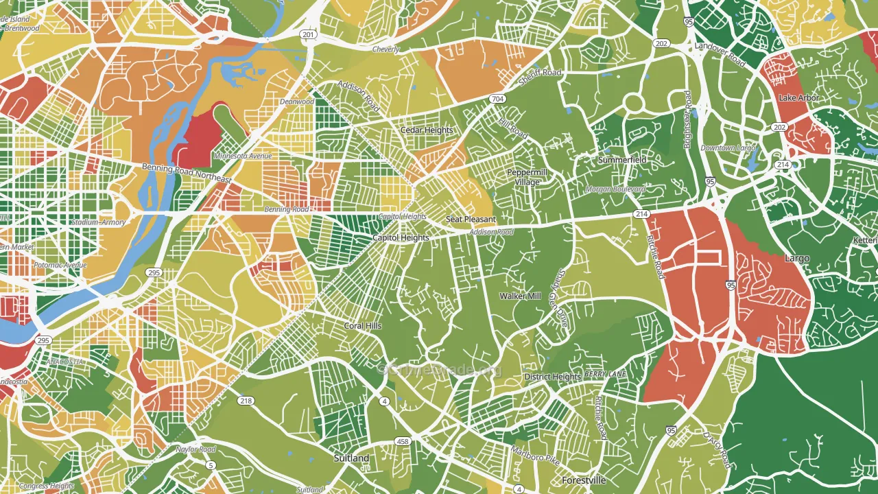 20743, MD Map of Drug-Related Crime Rates